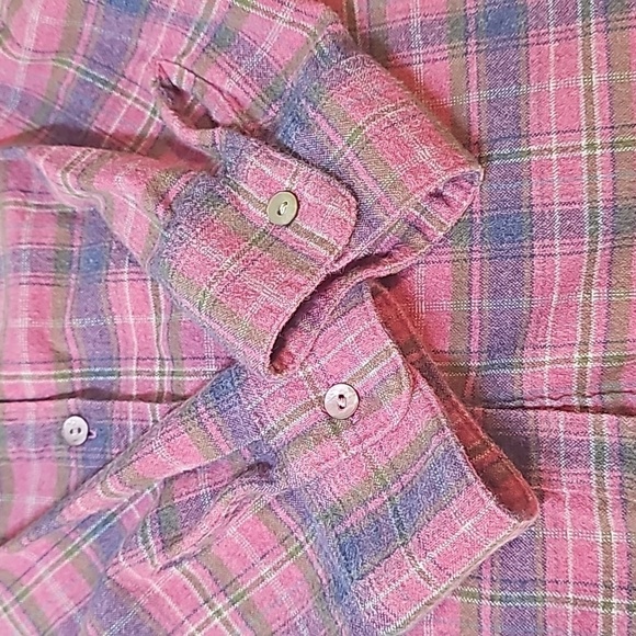 LL Bean Pink Plaid flannel Button Down Shirt Size S long sleeve - Picture 7 of 9